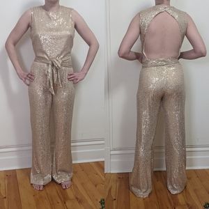 Sleeveless Gold Sequin Romper / Jumpsuit Pantsuit